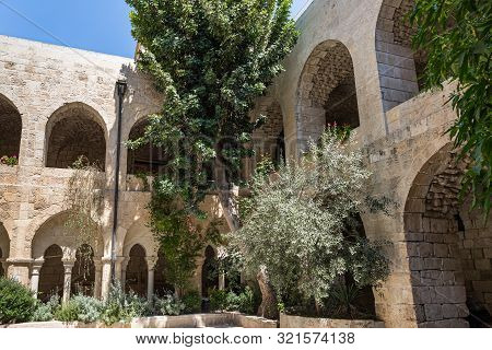 Jerusalem, Israel, September 07, 2019 : The Courtyard Of The Lutheran Church Of The Redeemer On Muri