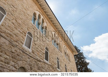 Jerusalem, Israel, September 07, 2019 : The Fasade Of The Building Of The Danish Church On Muristan 