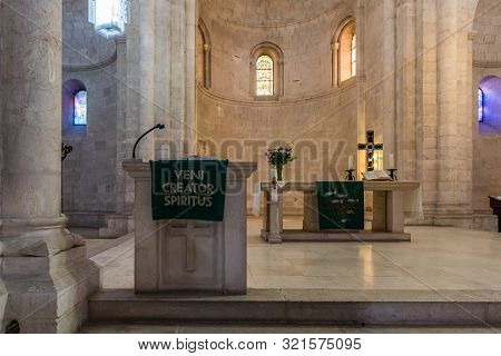 Jerusalem, Israel, September 07, 2019 : The Interior Of The Lutheran Church Of The Redeemer On Muris