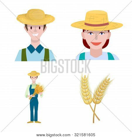 Vector Design Of Farm And Arable Symbol. Set Of Farm And Wheat Vector Icon For Stock.