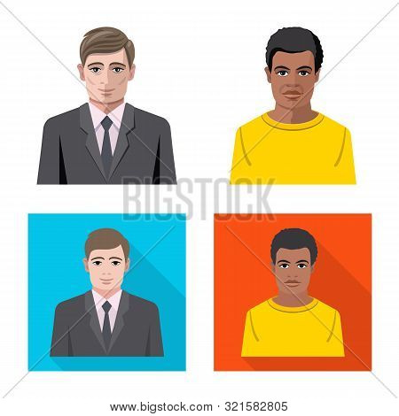Vector Illustration Of Hairstyle And Profession Icon. Set Of Hairstyle And Character Vector Icon For