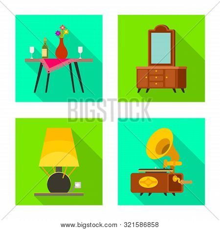 Vector Design Of Comfort And Equipment Sign. Set Of Comfort And Furniture Stock Symbol For Web.