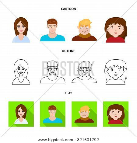 Isolated Object Of Avatar And Person Sign. Set Of Avatar And Profession Stock Vector Illustration.