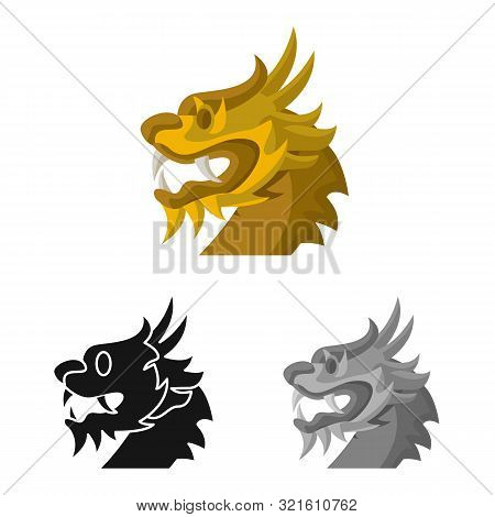 Isolated Object Of Dragon And Zodiac Symbol. Collection Of Dragon And Tattoo Vector Icon For Stock.