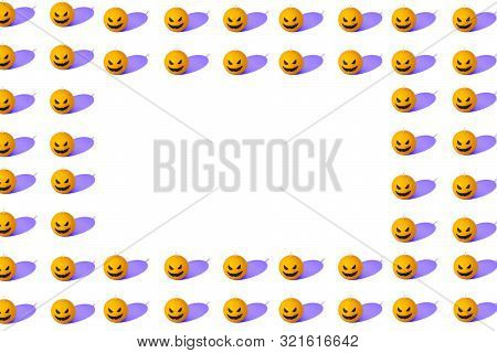 Halloween Orange And Violet Seamless Pattern. Orange Candle Pumpkins. Jack Olantern. Many Orange Pum