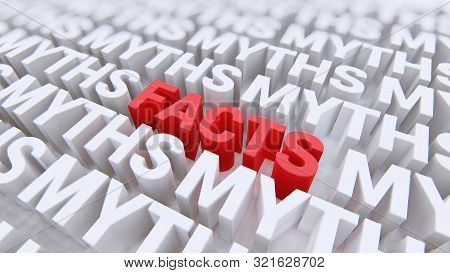 Red Word Facts And White Words Myths 3d Rendering