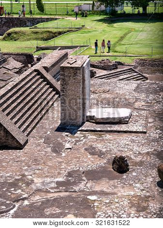 San Andres Cholula, Mexico, September 30, 2018 - High Angle View Of Great Pyramid Of Cholula Ruins W