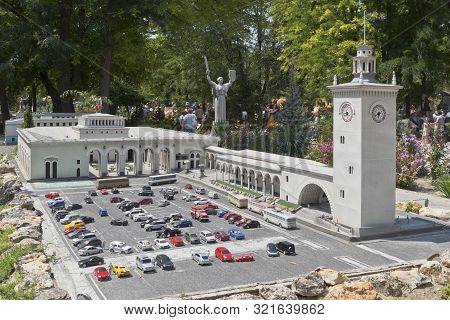Bakhchisaray, Crimea, Russia - July 22, 2019: Reduced Copy Of The Simferopol Railway Station In The 
