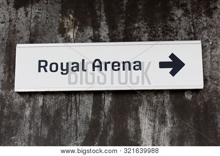 Copenhagen, Denmark - September 4, 2019: Directional Sign Located At The Orestad Metr Station To The