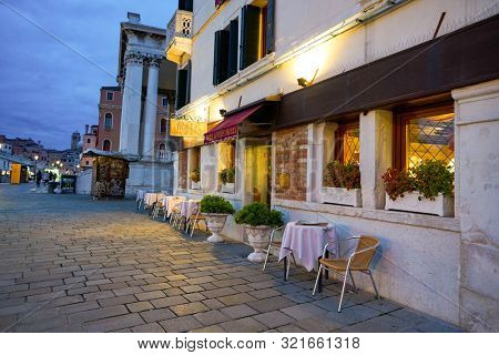 VENICE, ITALY - CIRCA MAY, 2019: entrance to Hotel Antiche Figure in Venice.