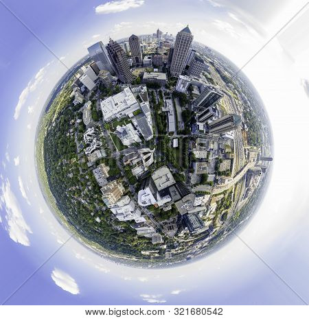 Tiny Planet Effect In Midtown Atlanta Done Out Of 360 Degrees Image