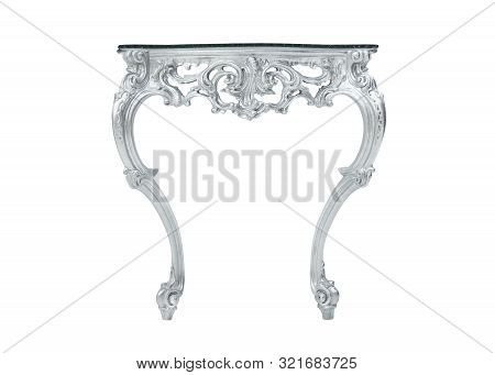 Handmade Carved Furniture. A Table Made Of Carved Wood In The Style Of The Rocco Baroque. Rocco Baro