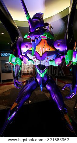 Hakata, Japan - Sep 10 2019: Statue Of Evangelion In Canal City Hakata.