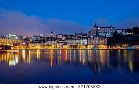 View of Stockholm Sweden at night
