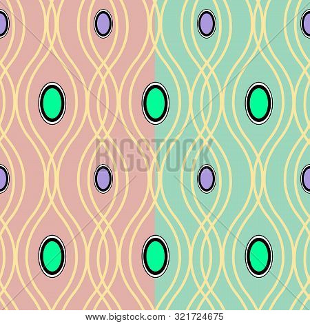 Vector Illustration. Geometry Of Overlapping Swirls With Double Pastel Background Seamless Repeat Pa
