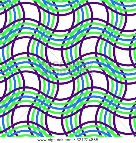 Vector Version.colorful Wavy Lines Check Seamless  Repeat Pattern.