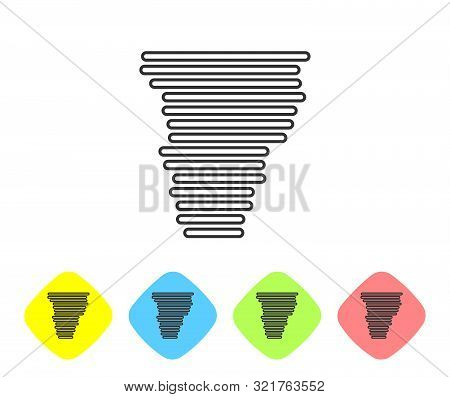 Grey Line Tornado Icon Isolated On White Background. Cyclone, Whirlwind, Storm Funnel, Hurricane Win