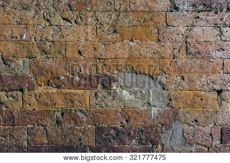 The Ancient Brick Wall Was Neatly Arranged And So Strong That There Was No Space, Even A Small Needl