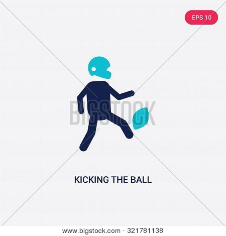 two colored kicking the ball vector icon from american football.
