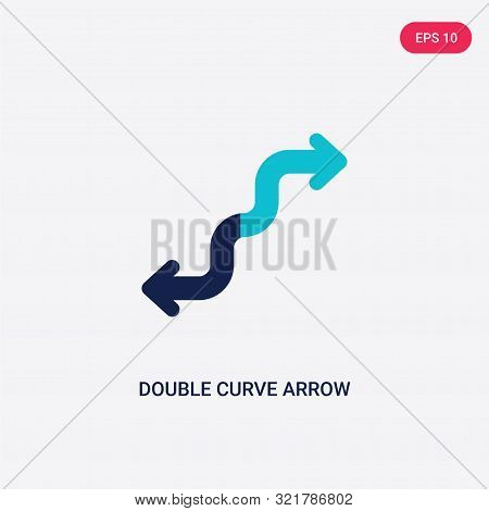two colored double curve arrow vector icon from arrows.