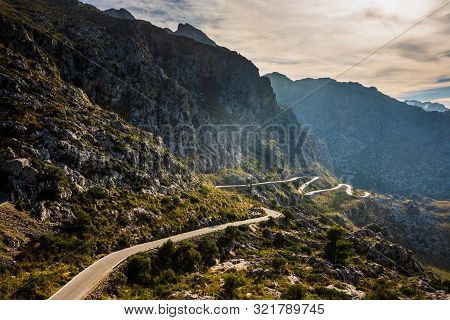 View Of Coll Dels Reis Road With Mountains Aboce, Mallorca