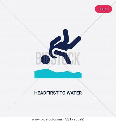 two colored headfirst to water vector icon from behavior.