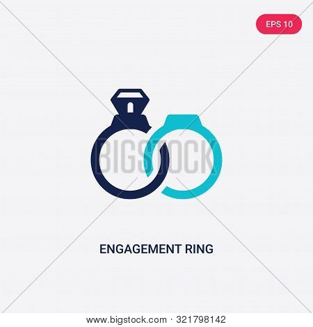 two colored engagement ring vector icon from love wedding.