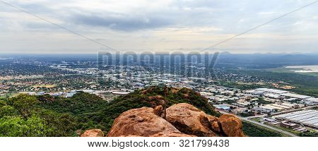 Aerial View Of Rapidly Sprawling Gaborone City Spread Out Over The Savannah, Gaborone, Botswana, Afr