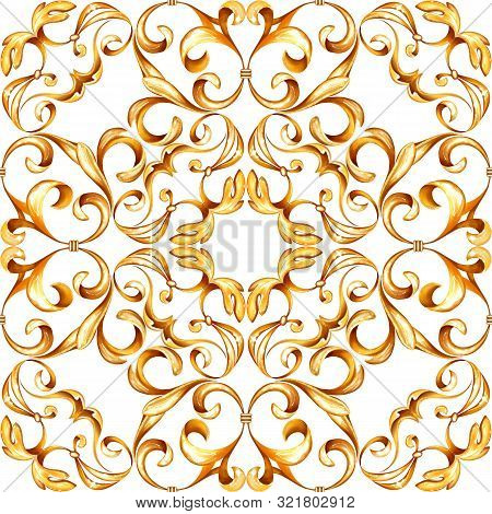 Seamless Luxury Baroque Pattern With Golden Scrolls