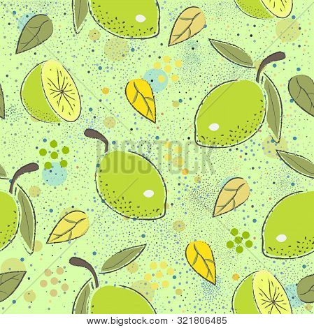 Seamless Pattern With Green Lime. Scandinavian Style. Unique Design.