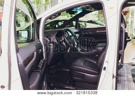 Ufa, Russia, 1 July, 2019: Toyota Alphard Car Is Displaying At Toyota.