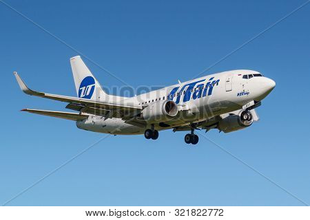 Moscow, Russia - May 19, 2019: Aircraft Boeing 737-524(wl) Vp-bxy Of Utair Aviation Landing At Vnuko