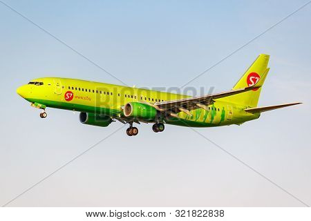 Moscow, Russia - June 20, 2019: Aircraft Boeing 737-8gj(wl) Vq-bvm Of S7 Siberia Airlines Landing At