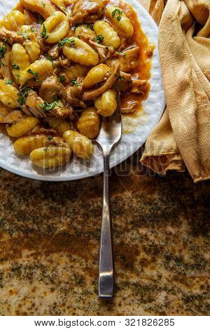 Hungarian Chicken Paprikash With Gnocchi Potato Dumplings And Basil