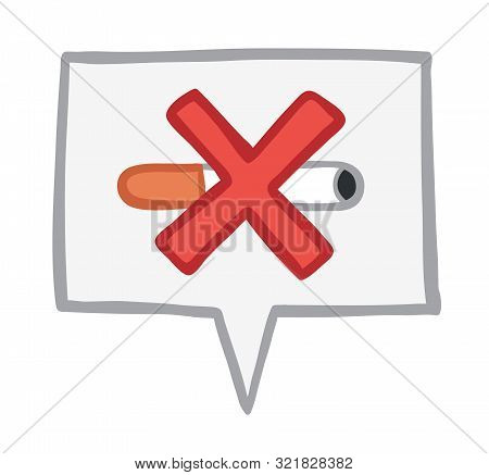Vector Illustration No Smoking Cigarette In Speech Bubble. Hand Drawn. Colored Outlines.