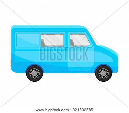 Light Blue Combi Minivan. Vector Illustration On A White Background.