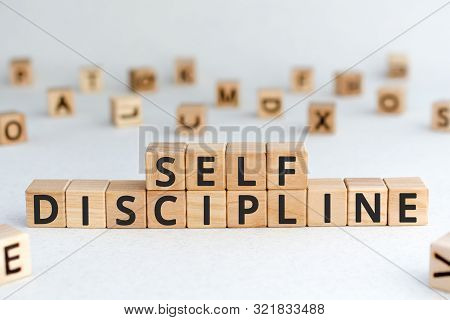 Self Discipline - Words From Wooden Blocks With Letters, Self-discipline Concept, Random Letters Aro