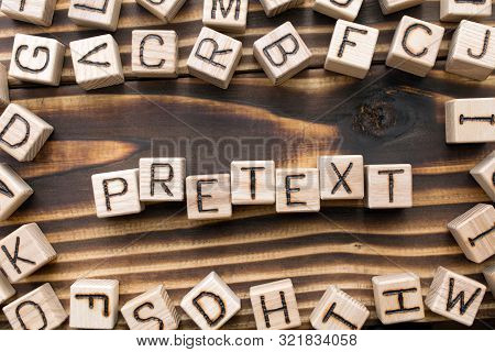 Word Pretext Composed Of Wooden Cubes With Letters, Part Of Speech Concept Scattered Around The Cube