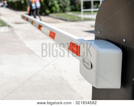 Mosocw, Russia - August, 25, 2019: the image of a barrier in a center of Mosocw