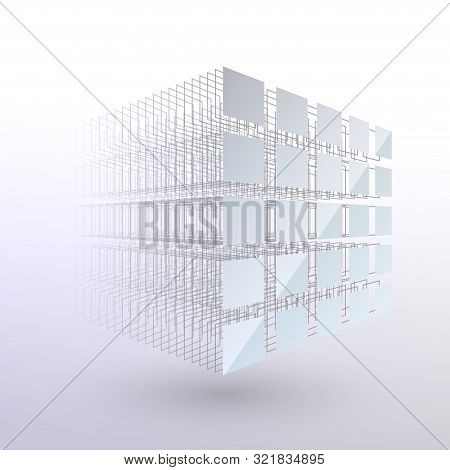 Black Chain Concept. Wireframe Structure. Geometric Structure From Small Pieces.