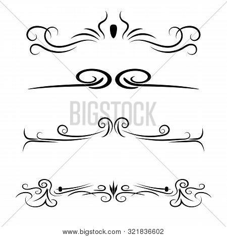 Hand Drawn Decorative Dividers And Borders Vector Set. Creative Calligraphic Swirls In Art Dividers 