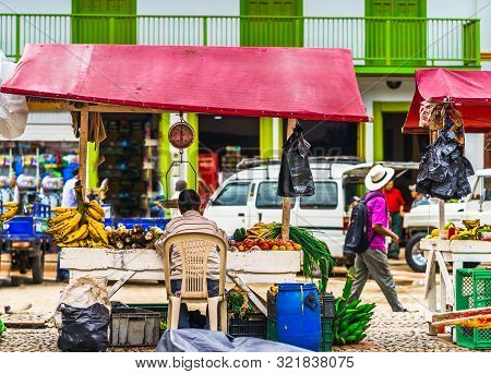 View On Market Trader Selling Food In The Village Jerico Of Colombia