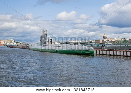 Saint Petersburg, Russia -  August 3, 2019: Open To The Public Museum Ship Soviet Submarine C-189 (s