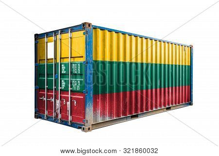 The Concept Of  Lithuania Export-import, Container Transporting And National Delivery Of Goods. The 