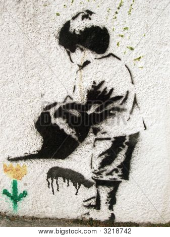 Wzornik grafitti dziecko i kwiat
