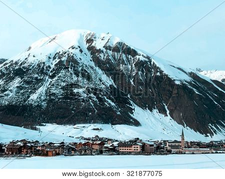 Beautiful Mountains In Italy Livigno. Ski Resort. Alps.