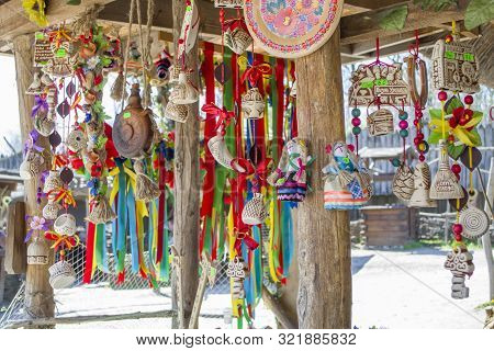 Exhibition And Sale Of Handmade Souvenirs. Traditional Ukrainian Jewelry For Women. National Reserve