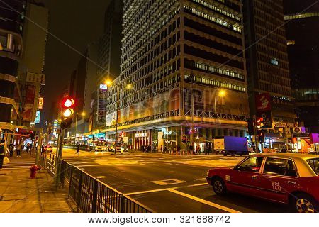 Hong Kong Night Street Road Travel Landmark In Mongkok Distract Quiet No Tourist And Traveller. 24 N