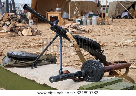 Close Up Of Two Soviet Machine Gun