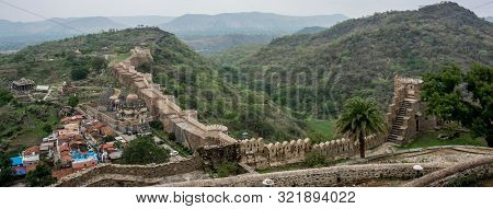 The Great Wall Of India Is Called The Fortress Walls Of Kumbhalgarh Fort, India